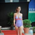 Laure Manoudou : les mannequins défilent afin de présenter sa collection de maillots de bain 'Laure Manaoudou Design' lors d'un défilé à la Piscine de Boulogne-Billancourt le 2 Juillet 2014