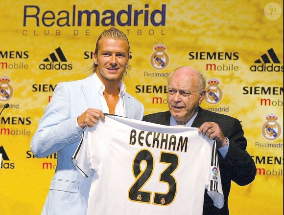 David Beckham et Alfredo Di Stéfano le 2 juillet 2003.