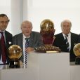  Michel Platini, Alfredo Di St&eacute;fano, Joseph Blatter et Ramon Calderon au stade Santiago Bernabeu de Madrid, le 17 f&eacute;vrier 2008 