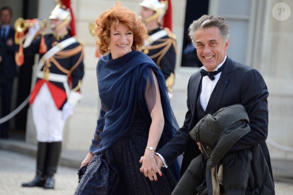 Gerard Holtz et Muriel Mayette-Holtz au palais de l'Elysée, le 6 juin 2014.