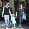 Exclusif - Amy Adams, son fiancé Darren Le Gallo et leur fille Aviana sont allés déjeuner au restaurant El Compadre à Los Angeles le 13 avril 2014