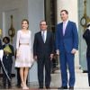 Le roi Felipe VI et la reine Letizia d'Espagne étaient reçus le 22 juillet 2014 par le président de la République François Hollande au palais de l'Elysée à Paris, pour leur visite inaugurale en France.