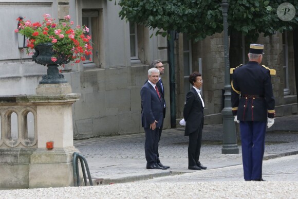 Claude Bartolone - Le roi Felipe VI et la reine Letizia d'Espagne sont reçus par Claude Bartolone, le président de l'assemblée nationale à l'hôtel de Lassay à L'assemblée nationale à Paris, le 22 juillet 2014.  King Felipe VI and Queen Letizia of Spain received by Claude Bartolone, president of the French National Assembly at Hotel de Lassay at the French National Assembly in Paris, on July 22nd 2014.22/07/2014 - Paris