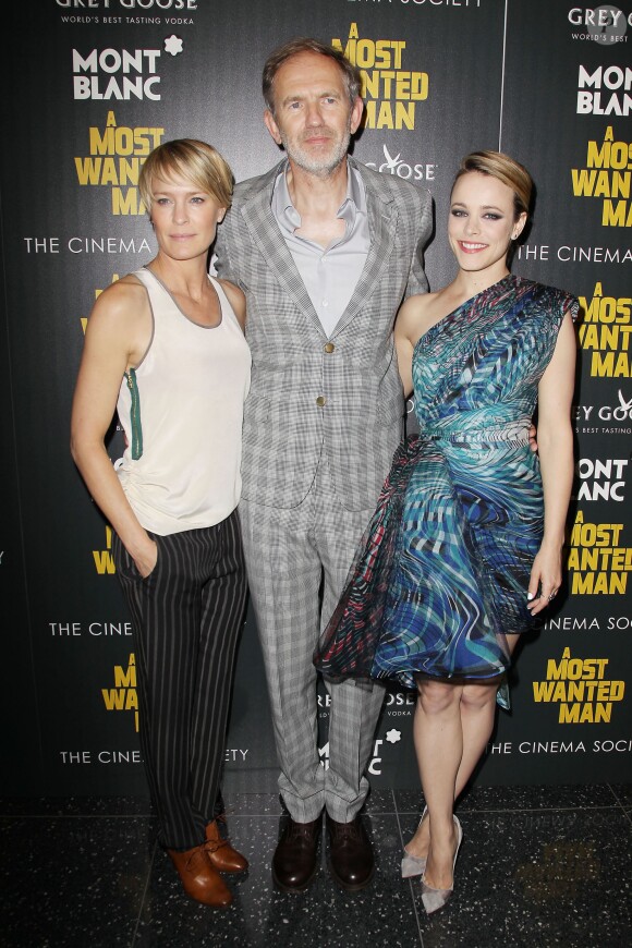 Robin Wright, Anton Corbijn (Director) et Rachel McAdams lors de la première d'A Most Wanted Man à New York, le 22 juillet 2014.