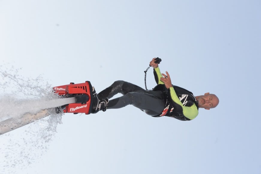 Vincent Lagaf' fait de l'hydrojet a Saint-Tropez, le 6 août 2013