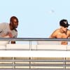 Justin Bieber, en vacances sur un yacht avec l'actrice Michelle Rodriguez et des amis. Ibiza, le 30 juillet 2014.