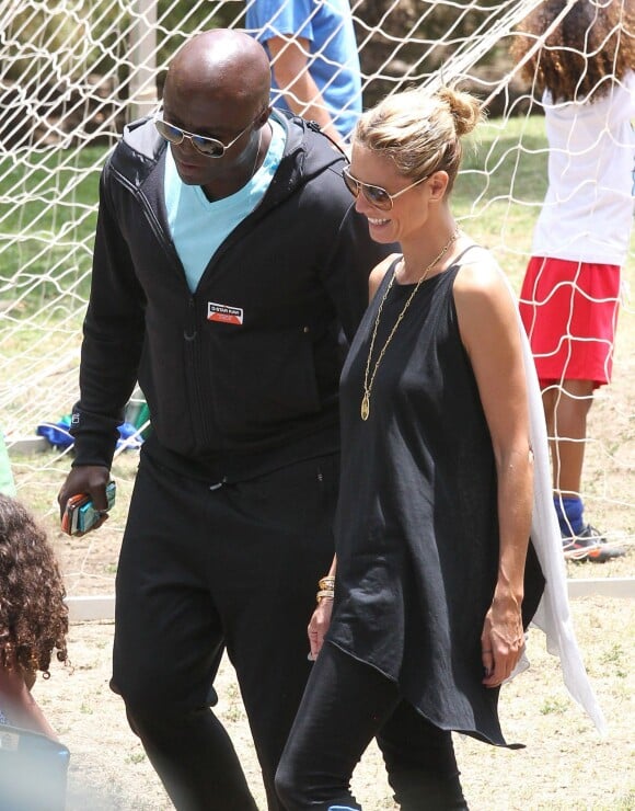 Heidi Klum et Seal emmènent leurs enfants à un match de football à Brentwood. Le 7 juin 2014