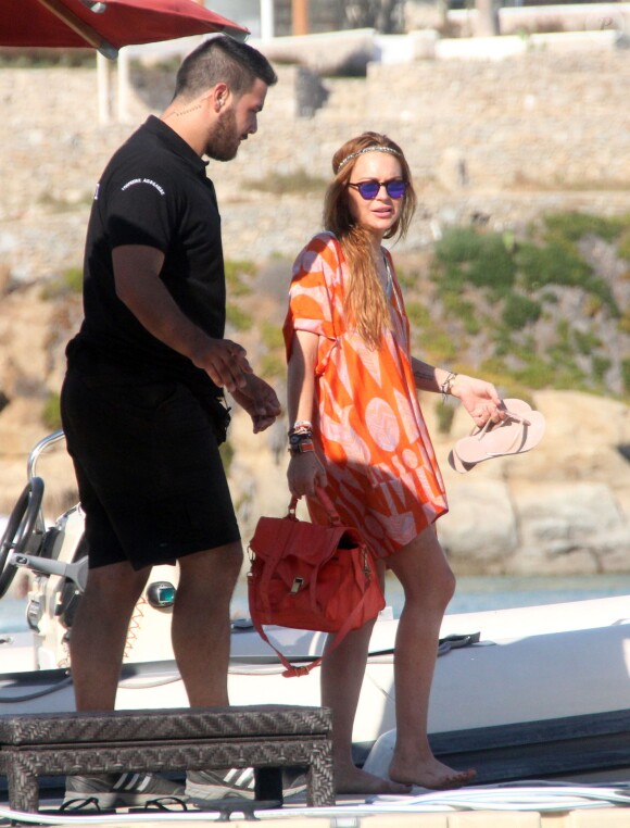 Lindsay Lohan profite de ses vacances à Mykonos en Grèce, le 4 août 2014.
