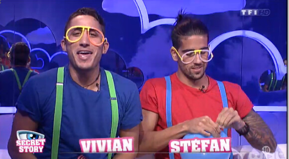 Vivian et Stéfan dans la quotidienne de Secret Story 8, sur TF1, le jeudi 7 aout 2014