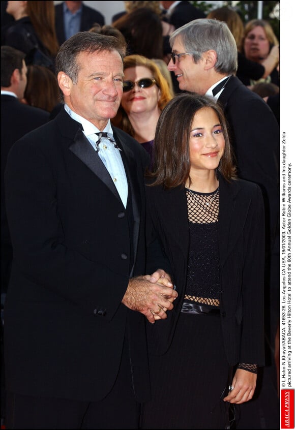 Robin Williams et sa fille Zelda lors des Golden Globes 2003