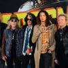 Tom Hamilton, Brad Whitford, Joe Perry, Steven Tyler et Joey Kramer d'Aerosmith en promo le 18 septembre 2012 à la House of Blues de Los Angeles pour la sortie de Music from another Dimension!