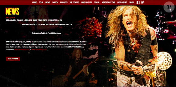 Aerosmith a dû annuler en août 2014 des concerts pour raison de santé
