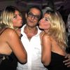 Exclusif - L'acteur Husky Kihal à Nice à la soirée 'Pure Beach Party' entouré par Lola, la femme de Jean-Marie Bigard, à droite et sa soeur Lou, le 19 août 2014.