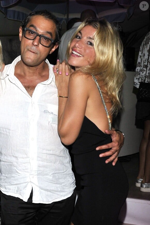 Exclusif - L'acteur Husky Kihal à Nice à la soirée 'Pure Beach Party' en compagnie de Lola, la femme de Jean-Marie Bigard, le 19 août 2014.