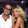 Exclusif - L'acteur Husky Kihal à Nice à la soirée 'Pure Beach Party' en compagnie de Lola, la femme de Jean-Marie Bigard, le 19 août 2014.