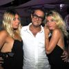 Exclusif - L'acteur Husky Kihal à Nice à la soirée 'Pure Beach Party' entouré par Lola, la femme de Jean-Marie Bigard, à droite et sa soeur Lou, le 19 août 2014.
