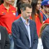 Le roi Felipe VI d'Espagne a assisté le 25 août 2014 à la victoire écrasante de l'équipe d'Espagne de basket contre l'Argentine, 86 à 53, au Palais des Sports de Madrid en match amical de préparation à la Coupe du monde 2014.