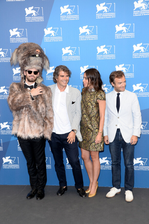 Grégory Bernard, Elodie Bouchez, Jonathan Lambert et "le Rat" ((le producteur Kevos Van Der Meiren) lors du photocall du film "Réalité" (Reality) lors du 71e festival international du film de Venise, la Mostra, le 28 août 2014.