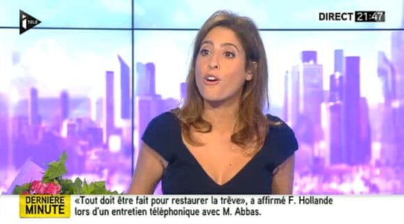 Léa Salamé fait ses adieux à ses chroniqueurs et aux téléspectateurs de "On ne va pas se mentir" sur i-Télé. Jeudi 10 juillet 2014.