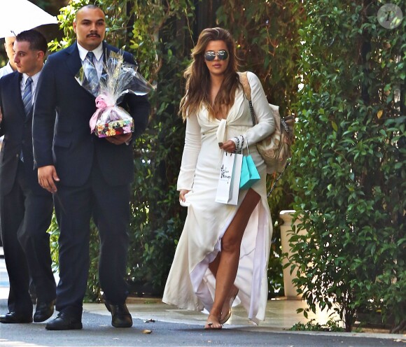 Khloé Kardashian arrive à la baby shower d'Abbey Wilson à Los Angeles, le 1er septembre 2014.