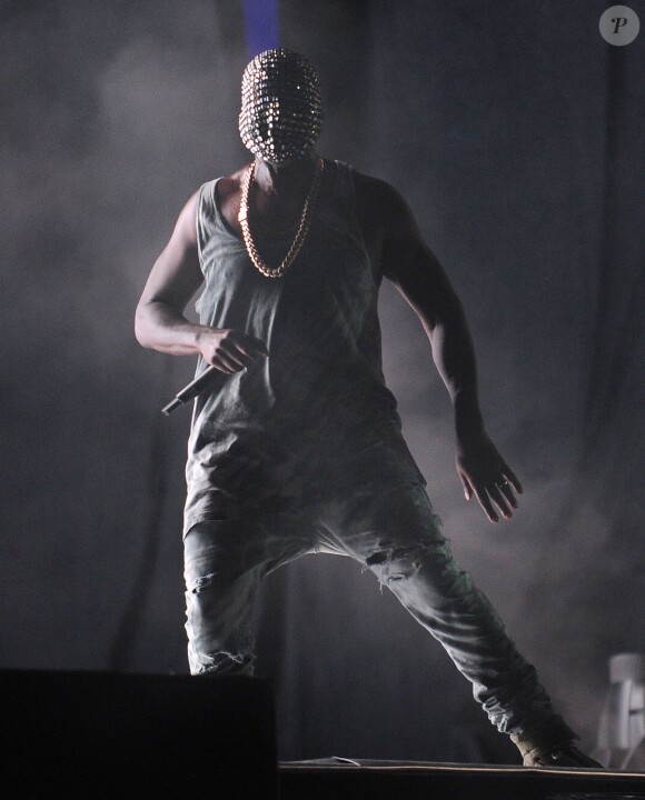 Kanye West en concert au Grand Park pour le festival Budweiser Made in America. Los Angeles, le 31 août 2014.