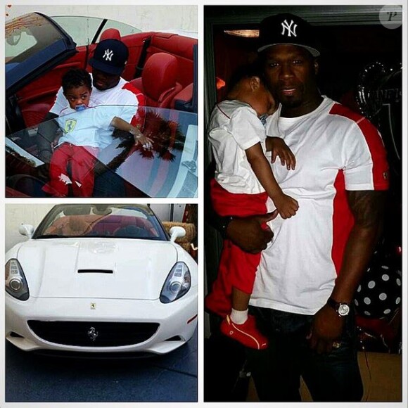50 Cent a gâté son fils Sire pour ses deux ans. Le bambin est notamment monté dans la Ferrari de son père, habillée en Ferrari. Septembre 2014.