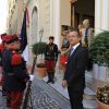 Le maire de Monaco, Georges Marsan, a accueilli à la mairie le colonel Luc Fringant, les Poilus et les GI lors de la Commémoration de la Libération de Monaco et du 100e anniversaire de la Grande Guerre à Monaco le 3 septembre 2014.