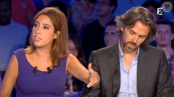 Léa Salamé et Aymeric Caron dans On n'est pas couché sur France 2, le samedi 6 septembre 2014.