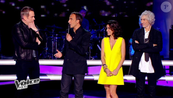 Les coachs dans The Voice Kids, le 13 septembre 2014 sur TF1.