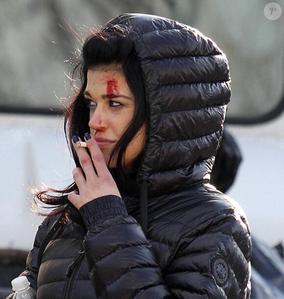 Adrianne Palicki sur le tournage de "John Wick" à New York, le 7 décembre 2013.