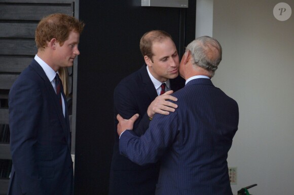 Le prince Harry, le prince William et le prince Charles lors de la cérémonie d'ouverture des Invictus Games, le 10 septembre 2014 au Queen Elizabeth Park, à Londres.