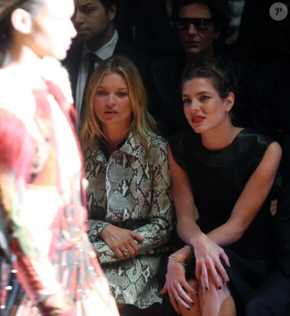 Kate Moss, Charlotte Casiraghi et Francois-Henri Pinault au premier rang du défilé Gucci Spring/Summer 2015 le 17 septembre 2014