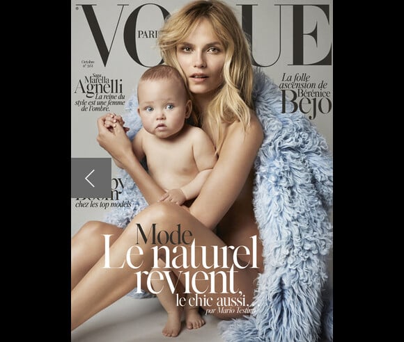 Natasha Poly pose avec son bébé, l'adorable Aleksandra, en couverture du Vogue France