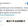 Valérie Trierweiler est sortie de son silence le 21 septembre 2014 en laissant un message de remerciement à ceux qui l'ont soutenue les semaines suivant la sortie de son livre Merci pour ce moment