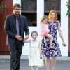 Alyson Hannigan est allée diner avec son mari Alexis Denisof et leurs filles Satyana et Keeva à Brentwood, le 3 septembre 2014