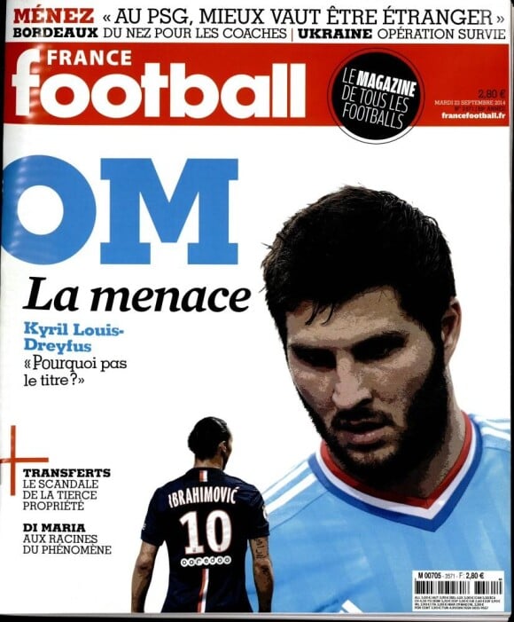 Couverture du magazine "France Football" du 23 septembre 2014.