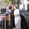 Kim Kardashian et Kanye West ont déjeuné au restaurant L'Avenue en famille, après le défilé Balmain, à Paris. Le 25 septembre 2014 