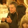 Matt Damon et sa femme Luciana Barroso au restaurant à Venise le 26 septembre 2014 lors de la soirée d'enterrement de vie de garçon/de jeune fille de George Clooney et Amal Alamuddin.