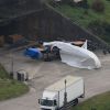 Exclusif - Reportage sur le tournage du nouveau Star Wars 7 dans le Berkshire en Angleterre, le 17 septembre 2014. On aperçoit un Millennium Falcon et X-wing devant un hangar.