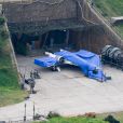  Exclusif - Reportage sur le tournage du nouveau Star Wars 7 dans le Berkshire en Angleterre, le 17 septembre 2014. On aper&ccedil;oit un Millennium Falcon et X-wing devant un hangar. 