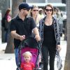 Jack Osbourne en promenade avec sa femme et sa fille, à Beverly Hills, Los Angeles, le 29 septembre 2014