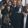 Beyoncé et Jay Z rencontrent Nicolas Sarkozy et Xavier Niel - Match PSG-Barcelone de la Ligue des Champions au parc des princes à Paris le 30 septembre 2014. Le PSG à remporté le match sur le score de 3-2.