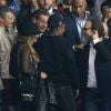Beyoncé et Jay-Z rencontrent Nicolas Sarkozy - Match PSG-Barcelone de la Ligue des Champions au parc des princes à Paris le 30 septembre 2014. Le PSG à remporté le match sur le score de 3-2.