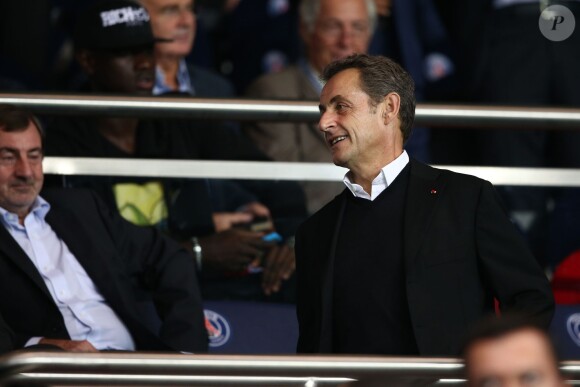 Nicolas Sarkozy - Match PSG-Barcelone de la Ligue des Champions au parc des princes à Paris le 30 septembre 2014. Le PSG à remporté le match sur le score de 3-2.