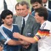 Lothar Matthäus et Diego Maradona après la finale de la Coupe du monde le 8 juillet 1990.