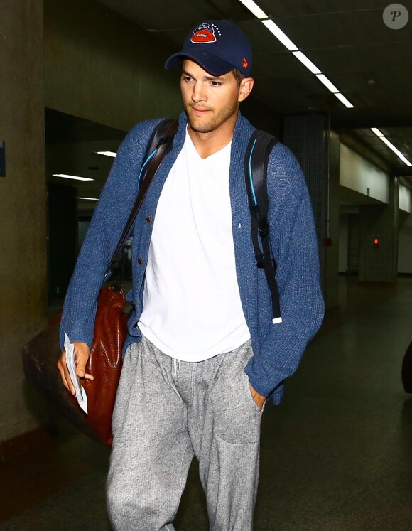 Ashton Kutcher arrive à Sao Paulo au Brésil, le 7 juillet 2014.