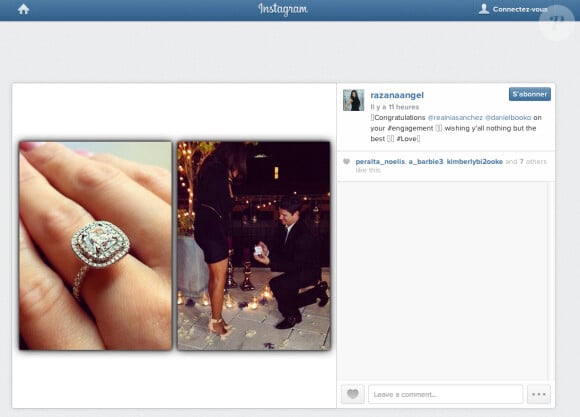 Photos des fiançailles de Daniel Booko et NIa Sanchez. Instagram de @razanaangel 