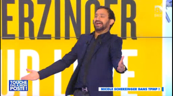 Cyril Hanouna reçoit le 6 octobre 2014 la chanteuse Nicole Scherzinger dans l'émission Touche pas à mon poste sur D8