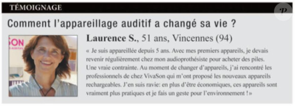 Publicité VivaSon sans la photo de Glenn Close (Laurence S.), parue dans l'édition du Parisien du 8 octobre
