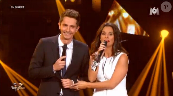 Guillaume Pley et Faustine Bollaert - Troisième prime de "Rising Star" sur M6. Jeudi 9 octobre 2014.